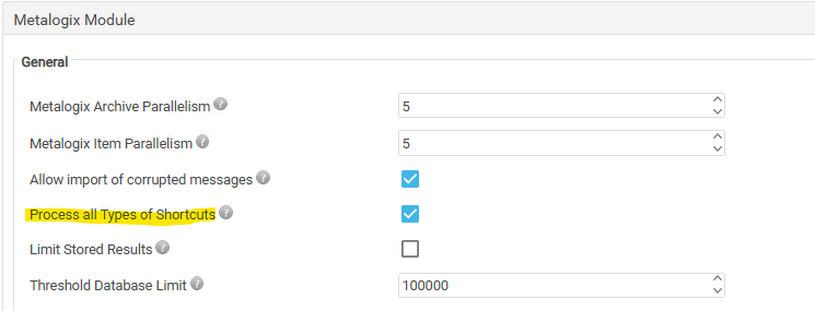 Metalogix module settings
